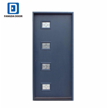 Fangda bleu 4 lite décoratif en verre moderne préhung portes extérieures